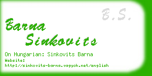 barna sinkovits business card